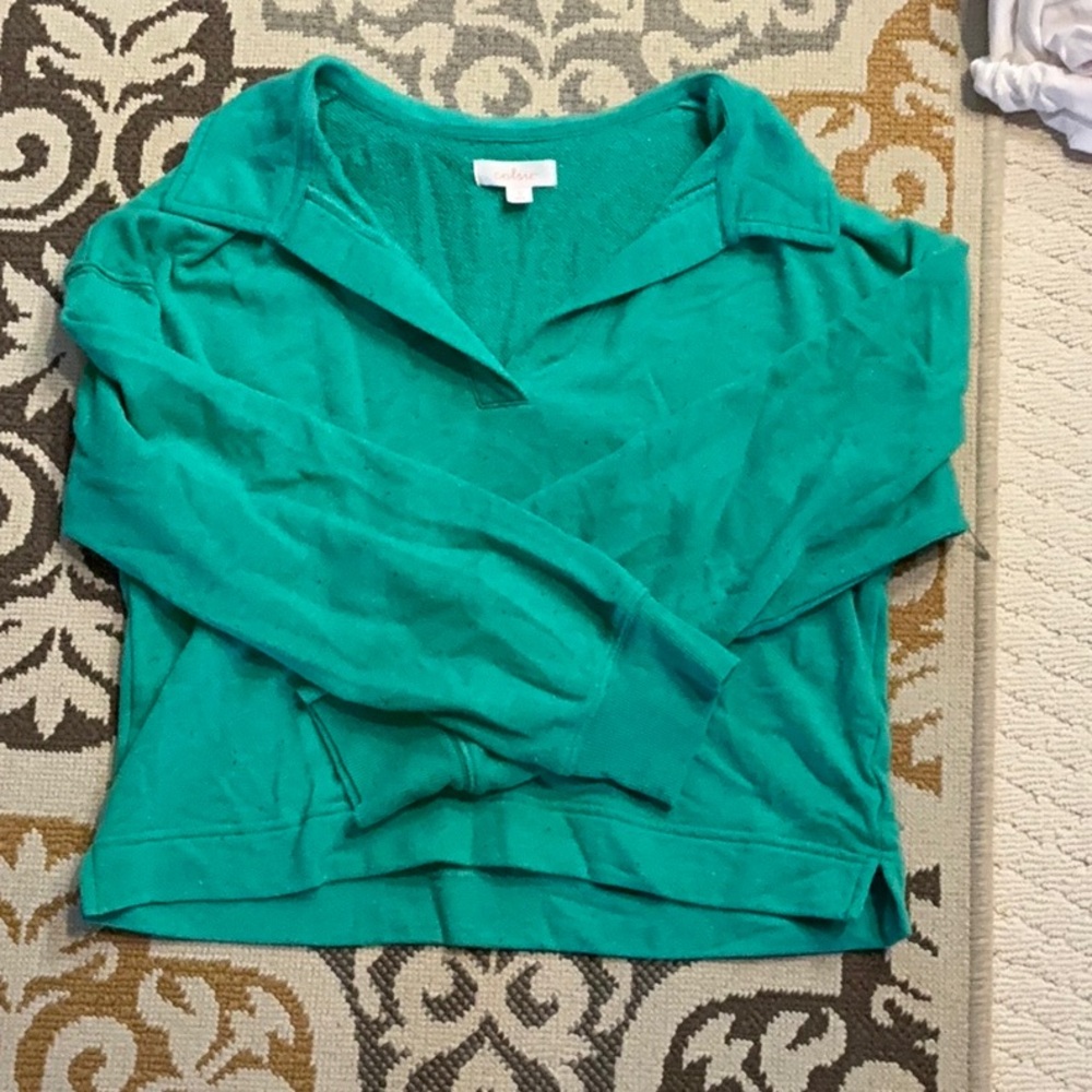 Colsie Green Oversized Button Down Polo Shirt